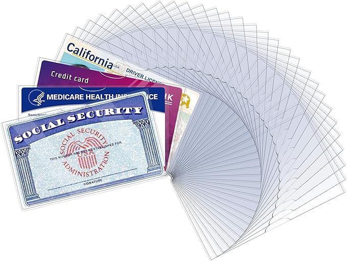 32 Pack Social Security Card Protector Sleeves, Ultra Clear & Durable 31Mil Waterproof SSN/New Medicare/Credit Card Holder, Soft ID/Debit/Credit Card Covers