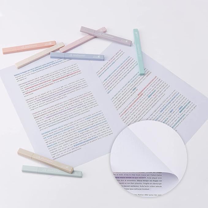 HPSIZEE Aesthetic Cute Highlighters Mild Assorted Colors With Soft Chisel Tip, No Bleed Dry Fast Easy to Hold, for Journal Bible Planner Notes School Office Supplies, 6 Pack - Youth