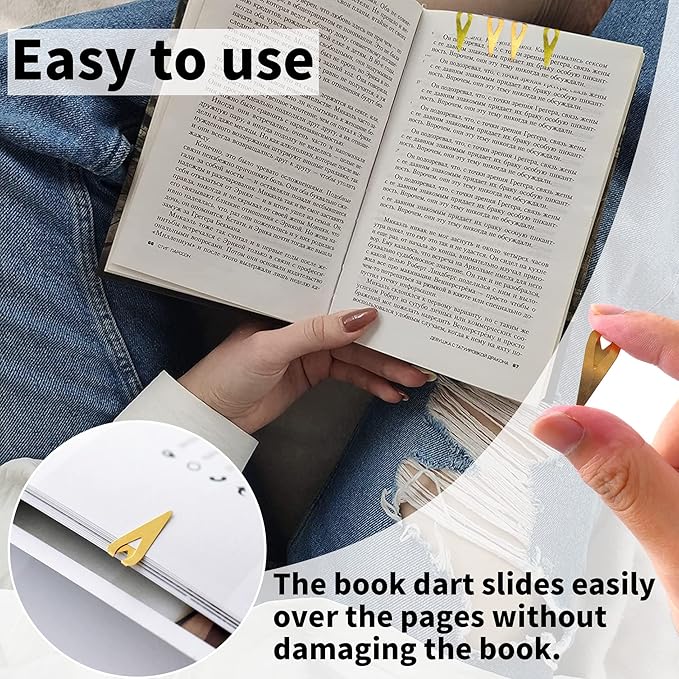 Diymood 3 Boxes Metal Bookmarkers Book Darts Tin Stainless Line Markers Book Darts Line Book Markers for Students Best Gift for All Types of Readers, 12 Per Box (Silver, Gold, Rose Gold)