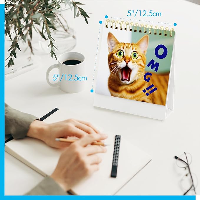 40 Pages Funny Desk Sign, 34 Different Fun and Flip-Over Messages plus 6 Erasable Blank Pages, Funny Desktop Flip Book for Office Gifts Desk Accessories (Cat Design)