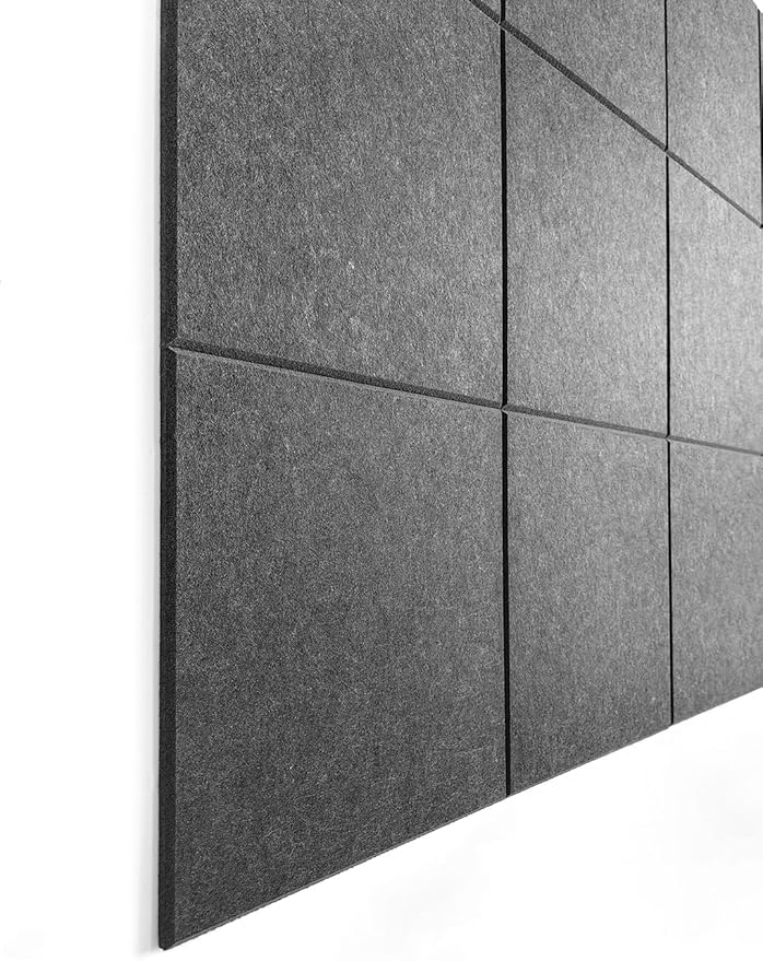 Black Cork Board 47"x35" - 12 Pack Felt Wall Tiles with Safe Removable Adhesive Tabs, Large Cork Board 48 x 36 inches Cork Board for Office Large Cork Boards for Walls 72 x 48 - Gray Black