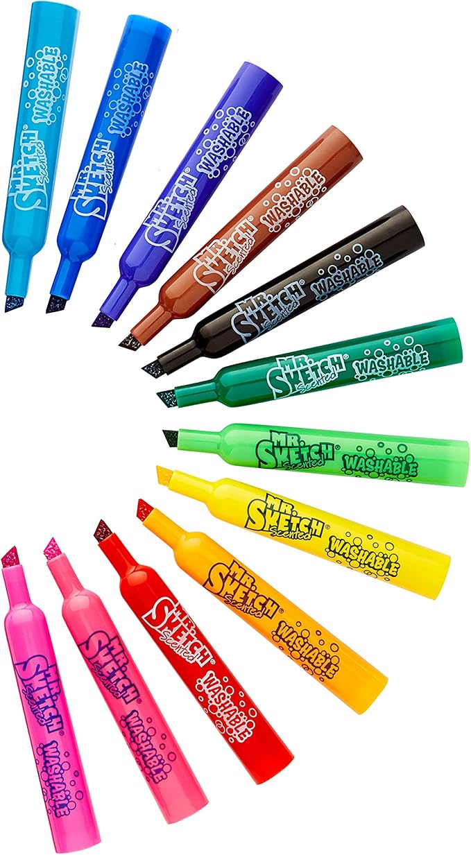 Mr. Sketch Scented Washable Markers, Chisel Tip Marker, Assorted Colors, 36 Count