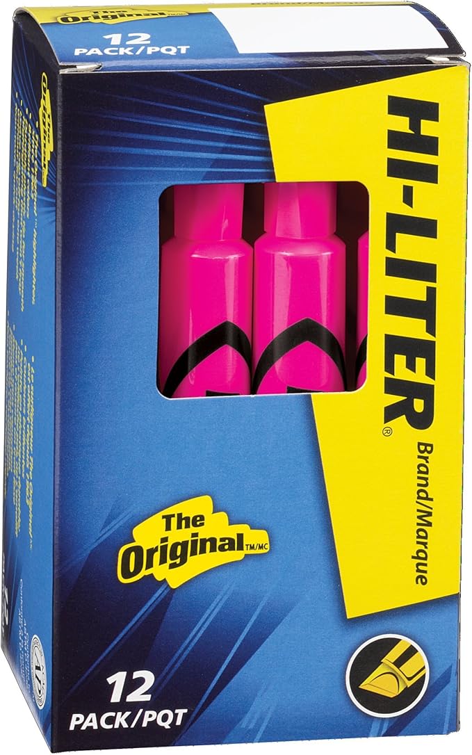 Avery 24010 Hi-Liter Desk Highlighter, Chisel Tip, Fluorescent Pink, 12-Each/DZ