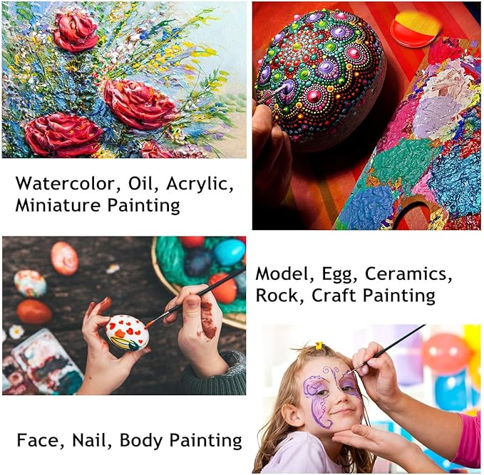 21Pcs Paint Brush Set, 15 Oil Paint Brushes, Paint Palette, Palette Knife, Sponges, Standing Organizer, Professional Artist Paint Brushes for Acrylics, Watercolors, Gouache, Canvas and Face Painting