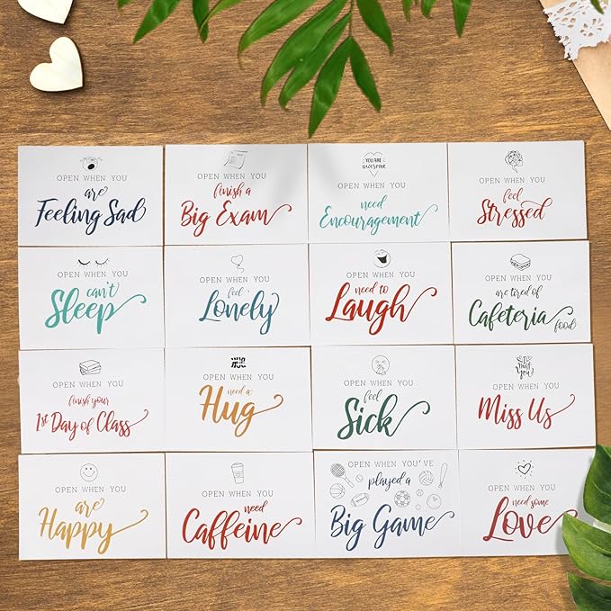 Open When Envelopes for College Student, 16Pcs Open When Letters Kit Envelopes, Away From Home College Gifts, Long Distance Relationship Present, Open When Cards for Daughter Son Boyfriend Girlfriend