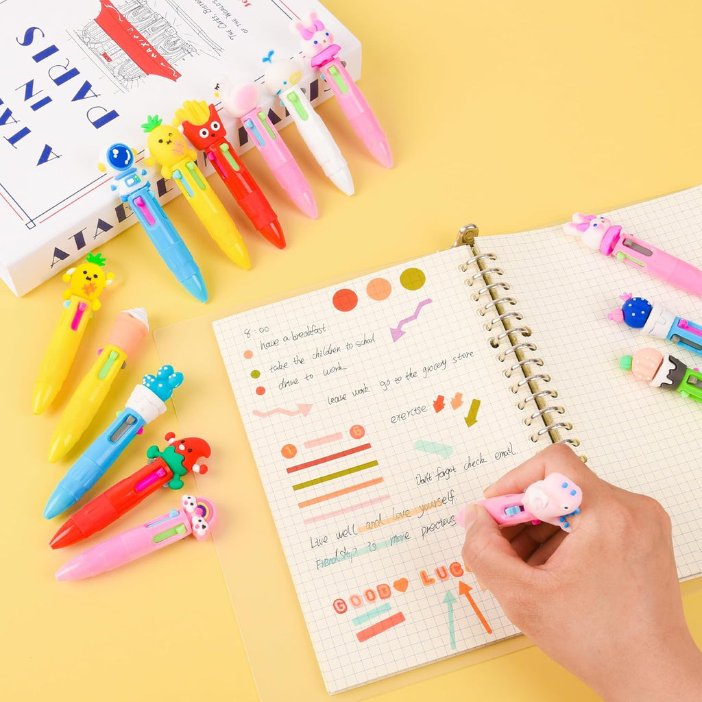 LiYiQ 100 PCS Multicolor Pen in One Fun 4-in-1 Cute Pens Bulk Kawaii Cool Ballpoint Pens for Kids Fun Gifts