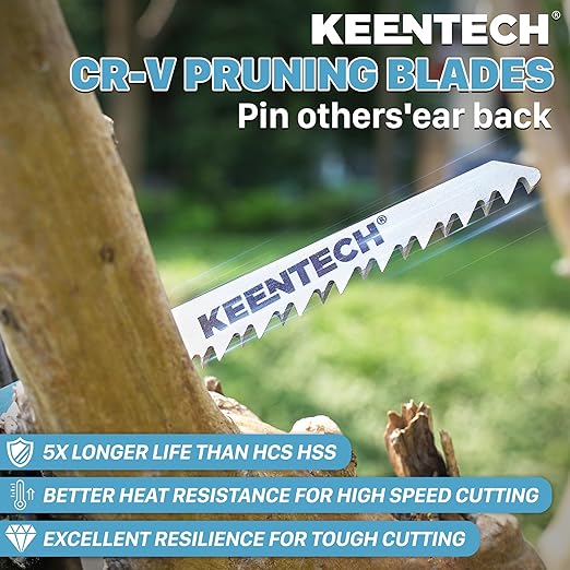 KEENTECH CR-V Sawzall Pruning Blades, 12 Inch 5TPI, with Fleam Ground Teeth for Tree Branch Root Wood, PVC Pipe Cutting, Reciprocating Saw Blade Fast Cutting for Professional, DIYer, Gardener, 5 Pack