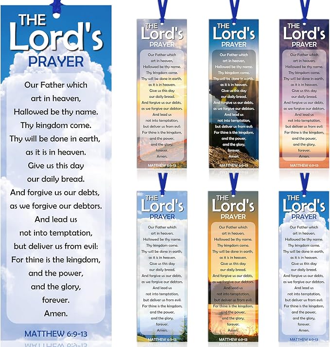 60 Pcs The Lord's Prayer Bookmark Religious Christian Bookmarks for Teens Men Women Church Home Party Favors
