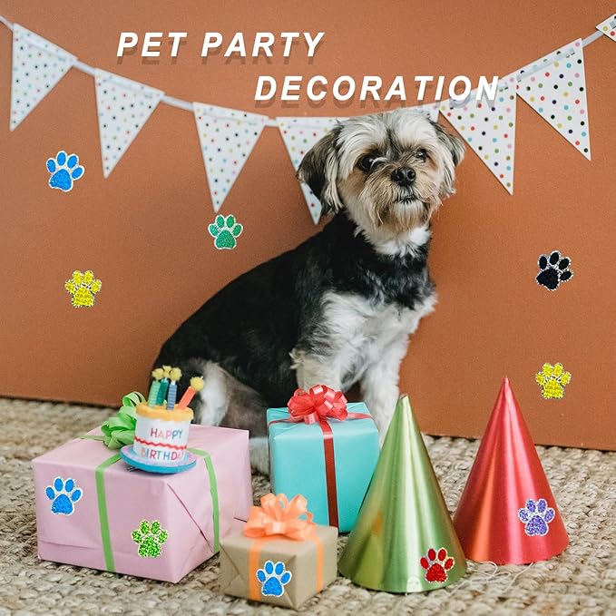 Paw Print Stickers,1.5" Holographic Shiny Bear Paw Print Stickers,Dog Puppy Paw Stickers Bear Paw Stickers with Perforation Line (500 PCS,Blue)