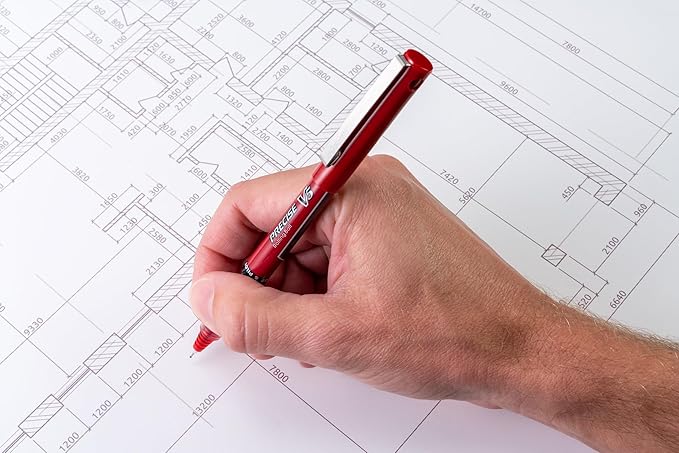 Pilot, Precise V5, Capped Liquid Ink Rolling Ball Pens, Extra Fine Point 0.5 mm, Red, Pack of 5