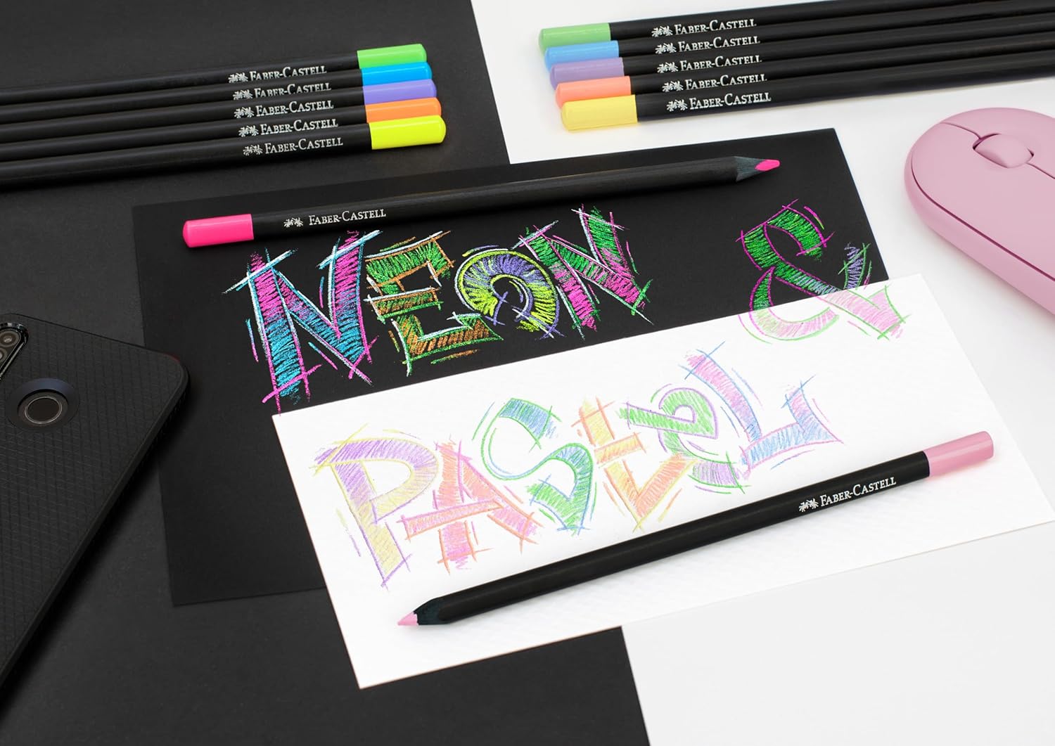 Faber-Castell Black Edition Colored Pencils: 12 Neon & Pastel
