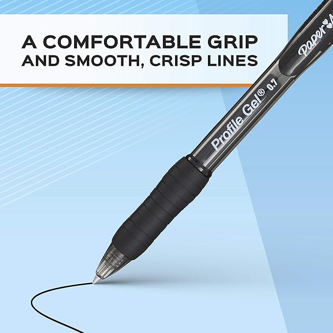 Paper Mate Gel Pen, Profile Retractable Pen, 0.7mm, Red, 12 Count