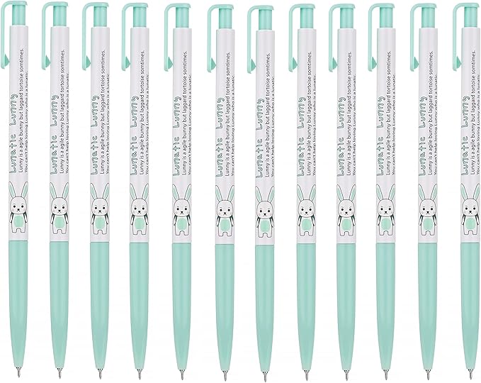 ZEESOON Xeno Lunatic Lunny 0.38mm Slim Ball Point Pen Dozen Box 12 Pcs, Made in Korea (Green 12pcs)