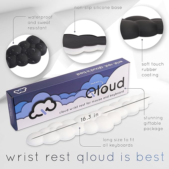 Qloud Cloud Wrist Rest Keyboard Wrist Rest for Computer Keyboard Pad, Cloud Keyboard Wrist Rest, Wrist Pad for Keyboard, Memory Foam, Non Slip Base, Comes with Mouse Pad - Pastel Green