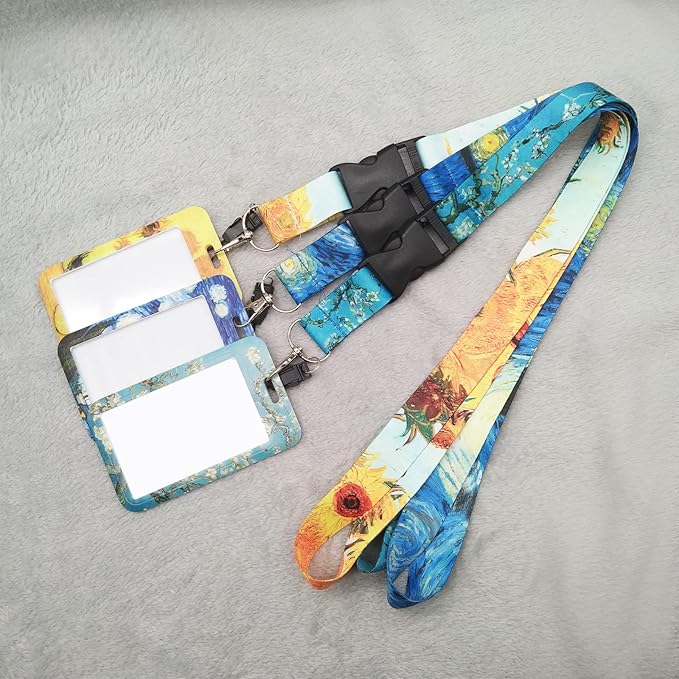 3Pack Detachable Lanyard with ID Badge Card Holder Silky Keychain Lanyards Keys Neck Strap with Metal Lobster Clip Clasp and Charm Hard Card Case for Women Men Adults (3)