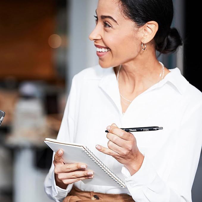 Sharpie S-Gel, Gel Pens, Drawing Pens, Gel Ink Pens For Journaling, Writing Pens, Coloring Pens, Medium Point Pens (0.7Mm), Black Ink Gel Pen, 4 Count