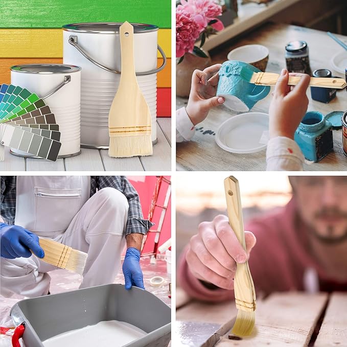 Patelai 3 Pieces Flat Hake Brushes Hake Artist Painting Brushes Set Sheep Hair Bristles for Watercolor, Wash, Ceramic and Pottery Painting(3 Pieces,9 x 1 Inches, 9 x 2 Inches, 9 x 3 Inches)