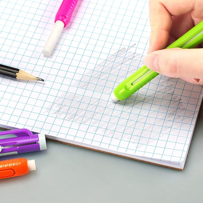 Retractable Mechanical Eraser Pen, Pen-Style Erasers Assorted Color, 5 Pack