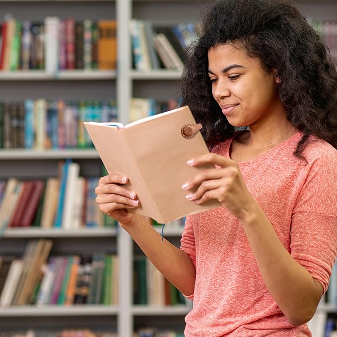 Personalized Leather Magnetic Bookmarks (1 Pack) Vintage Custom Engraved Initial ID Identification Book Marker Clip Gift for Book Lover Avid Readers (Letter Y, Light Brown)
