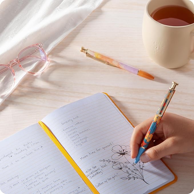 U Brands Monterey Ballpoint Pens, Set of 4, Artist Touch, Gold Details, Bold (1.0 mm) Point, Black Ink