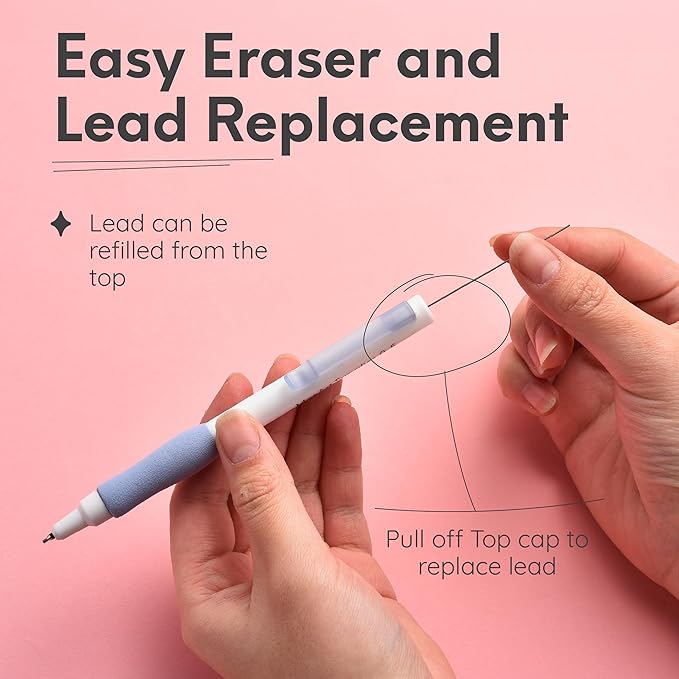 MozArt Cute Mechanical Pencil Set 0.7mm, 16PCS with 30 HB Lead Refills Drafting, Art, Drawing Supplies, Aesthetic Pastel Mechanical Pencils for Girls Writing