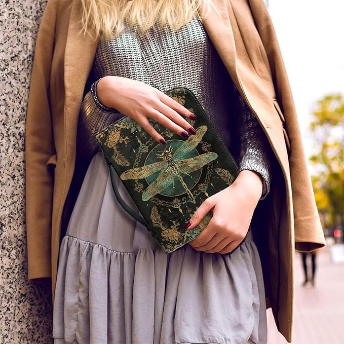 Lotusorchid Mandala Dragonfly Printed Women Bible Cover Leather Bible Book Church Bags with Handle and Zippered Pocket