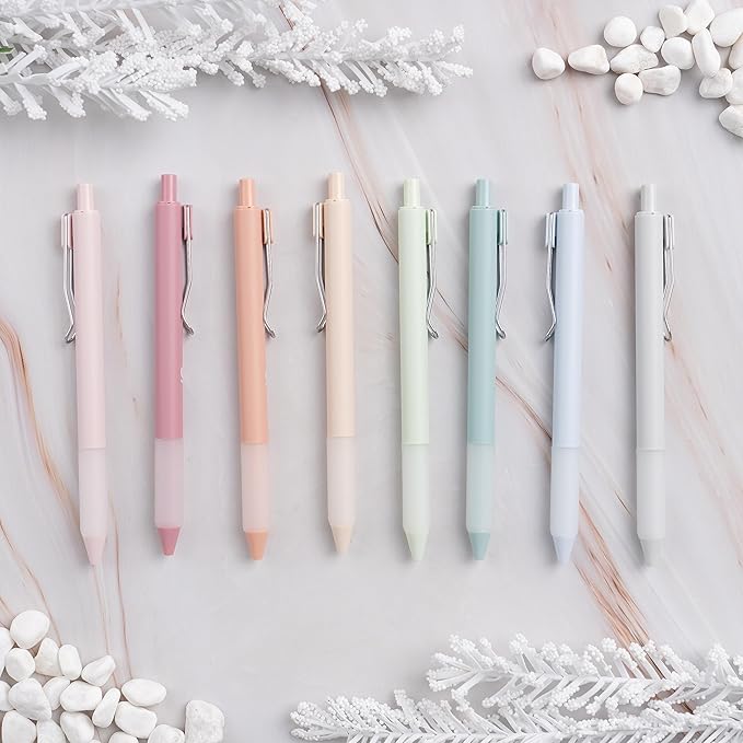 BLIEVE - Pastel Colored Gel Pens With Cool Matte Finish, Aesthetic and Cute Pens With Smooth Writing For Journaling And Bible Note Taking No Bleed Through, Cute School Supplies 8 Pack