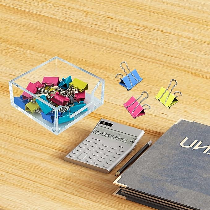 Clear Acrylic Sticky Note Holder Desk Organizer, 3.94" x 3.94" x 1.77" Memo Dispenser for Office Home School Post Bank Accessories(DP005)