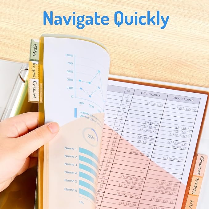 Forvencer 8 Count Dividers with Pockets, 8 Tab Dividers for 3 Ring Binder with Pockets, Subject Dividers with Pockets, Premium Quality Notebook Dividers with Pockets, Vintage, 1 Set