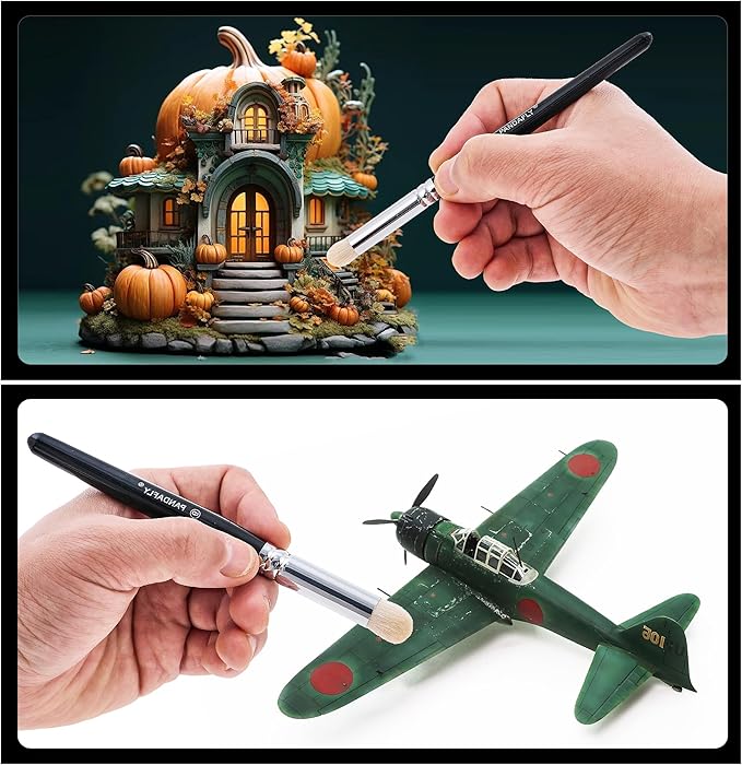 PANDAFLY Drybrush Set - 3 Sizes Hobby Detail Paint Brush Set, Acrylic Paint Brushes for Tabletop & Wargames, 40k, DND Miniatures, Citadel, Scale Model, Watercolor Oil Painting