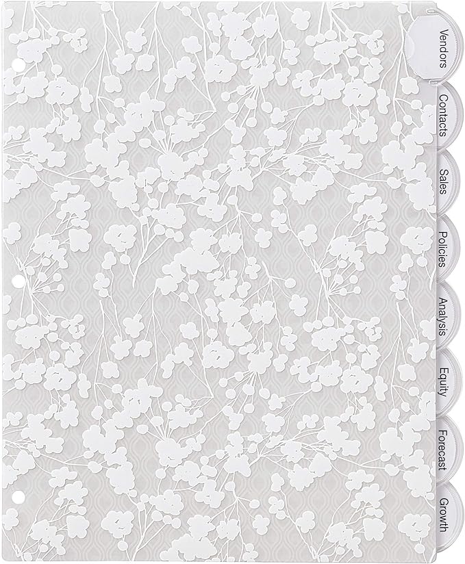 Avery Insertable Style Edge Plastic Dividers for 3 Ring Binders, 8-Tab Sets, Assorted White Frosted Designs, 24 Sets, 192 Divider Tabs (11291)