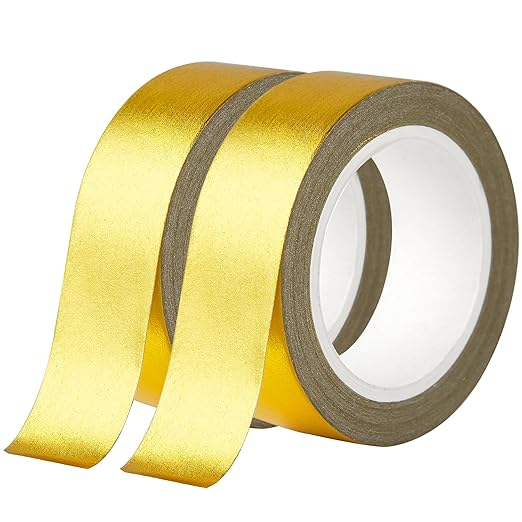QDiShi Yellow Gold Washi Tape for Wall Decor Decorative,Foil Masking Tape Low Tack Self Adhesive Decorative Washi Tape Shiny Metallic Color Washi Tape 0.59in x66FT
