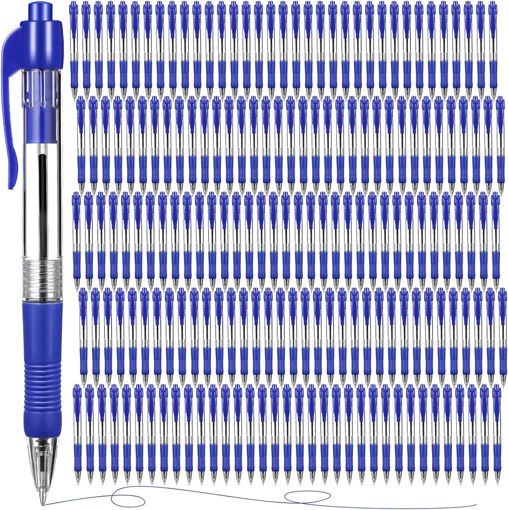 Fainne 200 Pack Retractable Ballpoint Pen 1.0 mm Medium Point Refillable Smooth Click Writing Pens With Grip for Work Journal Writing Office School Supplies(Blue Ink)