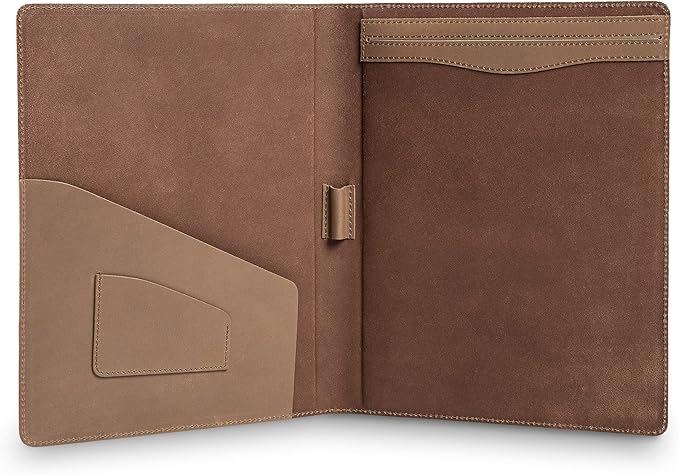 PEGAI Handmade 100% Leather Padfolio, Legal Pad Organizer for Business School Office Conference, Heavy Duty Full Grain Cow Hide Resume Interview Folio, Amazing Gift Idea | Marshall (Iphitos Sand)