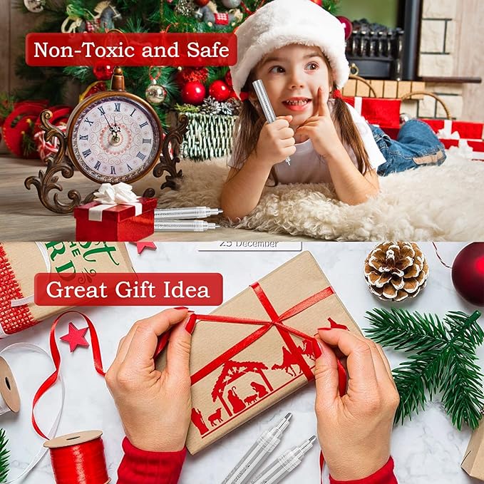 SFAIH Silve Paint Markers Paint Pens - 4 Pack 2-3MM Medium Tip Metallic Acrylic Markers for Rock Painting, Wood, Metal, Fabric, Plastic, Canvas, Glass, Ceramic, Diy Crafts, Drawing, Tire