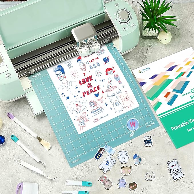 Gwybkq Glossy Sticker Paper Printable Vinyl for Inkjet Printer, 80 Sheets Labels Waterproof Decal Paper