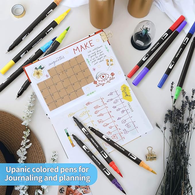 Brush Markers for Adults Coloring,36 Colors Art Markers Colored Pens for Bullet Journaling Note Taking Drawing Calligraphy Lettering,Art School Supplies