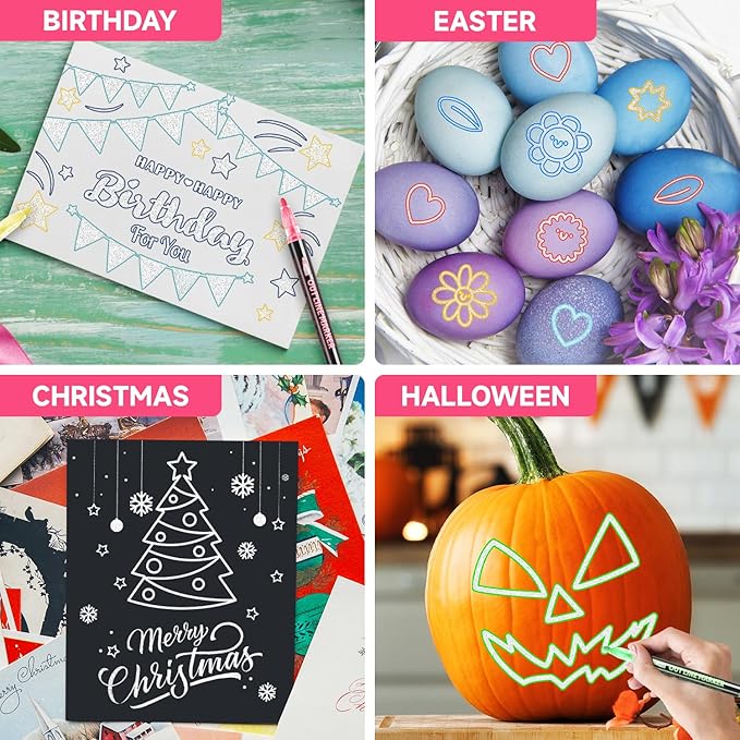 Easter Basket Essentials, 24 Colors Shimmer Glitter Markers Outline Pens, Easter Basket Stuffers for Teen, Teen Girl Gifts Trendy Stuff, Art Supplies Crafts Gifts for 4-12 Year Old Girls