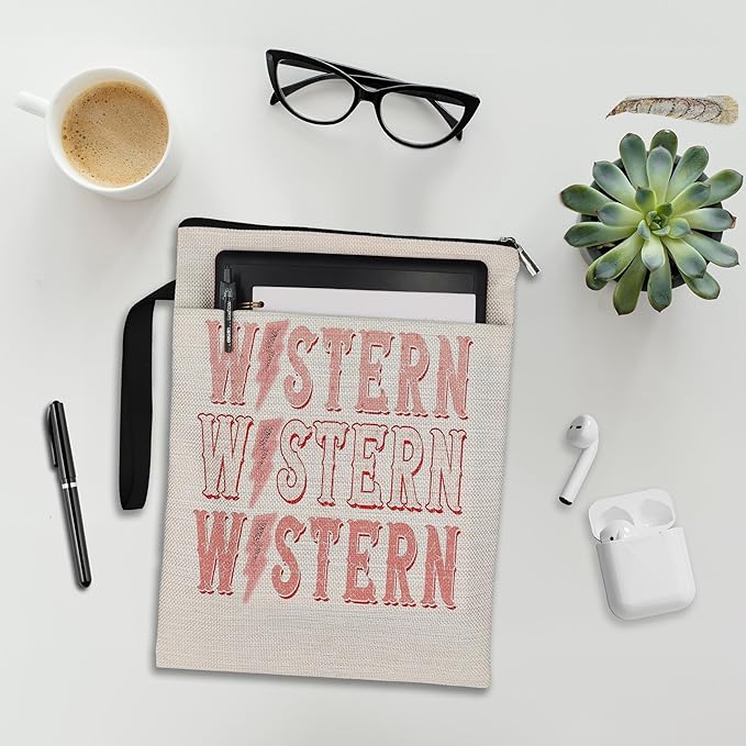 VNWEK Book Sleeve,Pink Western Book Sleeve Book Covers Book Protector Pouch with Zipper,Teen Girls Cowgirl Gifts,Gifts for Book Lovers Readers,Book Cover for Paperback 9.4x12.1 Inch