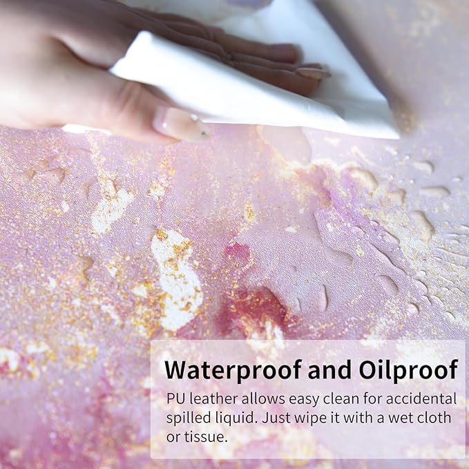 QIYI Large Mouse Pad, Cute Pink Desk Mat for Desktop, Women Girls PU Leather Waterproof Gaming, Rose Gold Marble Computer PC Laptop Protector Writing Pads for School Office Home 31.5" x 11.8"