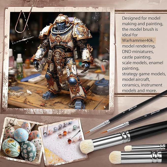 Drybrush Miniature Paint Brushes -10pcs Micro Detail Paint Brush Set, Small Fine Detail Brushes for Acrylics, Watercolors & Paint by Number, Citadel, Figurine, 40k