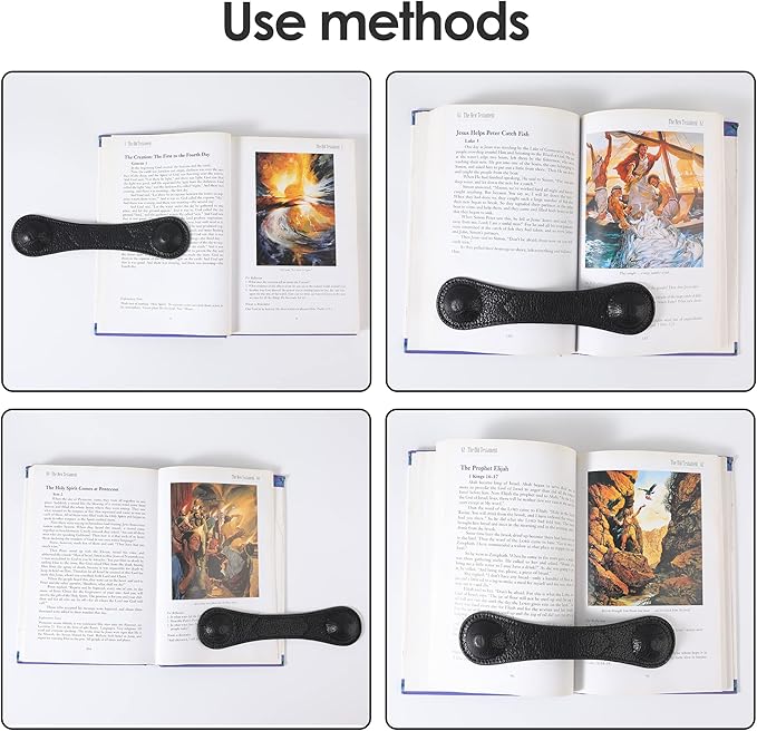 KINIVA Leather Weighted Bookmarks Book Weight Page Holder for Reading,Book Open Holder for Kids Adult,Gifts for Reader (01 Black)