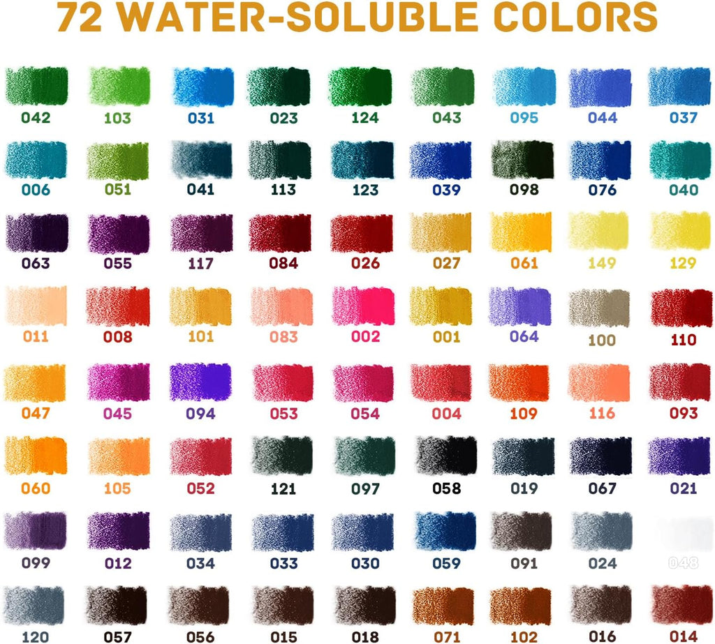 LBW Watercolor Pencils, Set of 72 Professional Colored Pencils Premium Soft Core for Adults Kids Beginners Blending Sketching Shading