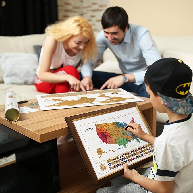 InnovativeMap Premium Scratch Off World Map Poster - Deluxe Scratch Off Map of the World with All Country Flags - Wall Art Travel Gift - Includes Accessories, 17 x 24 Inches - Black and Gold Edition