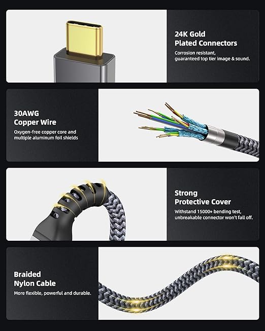 Maxonar [2 Pack 6.6Ft] Thunderbolt 4 Cable, TB4 Cable 40Gbps Data Sync/100W Charging and 8K Display for Thunderbolt 4/3, USB 4,USB C