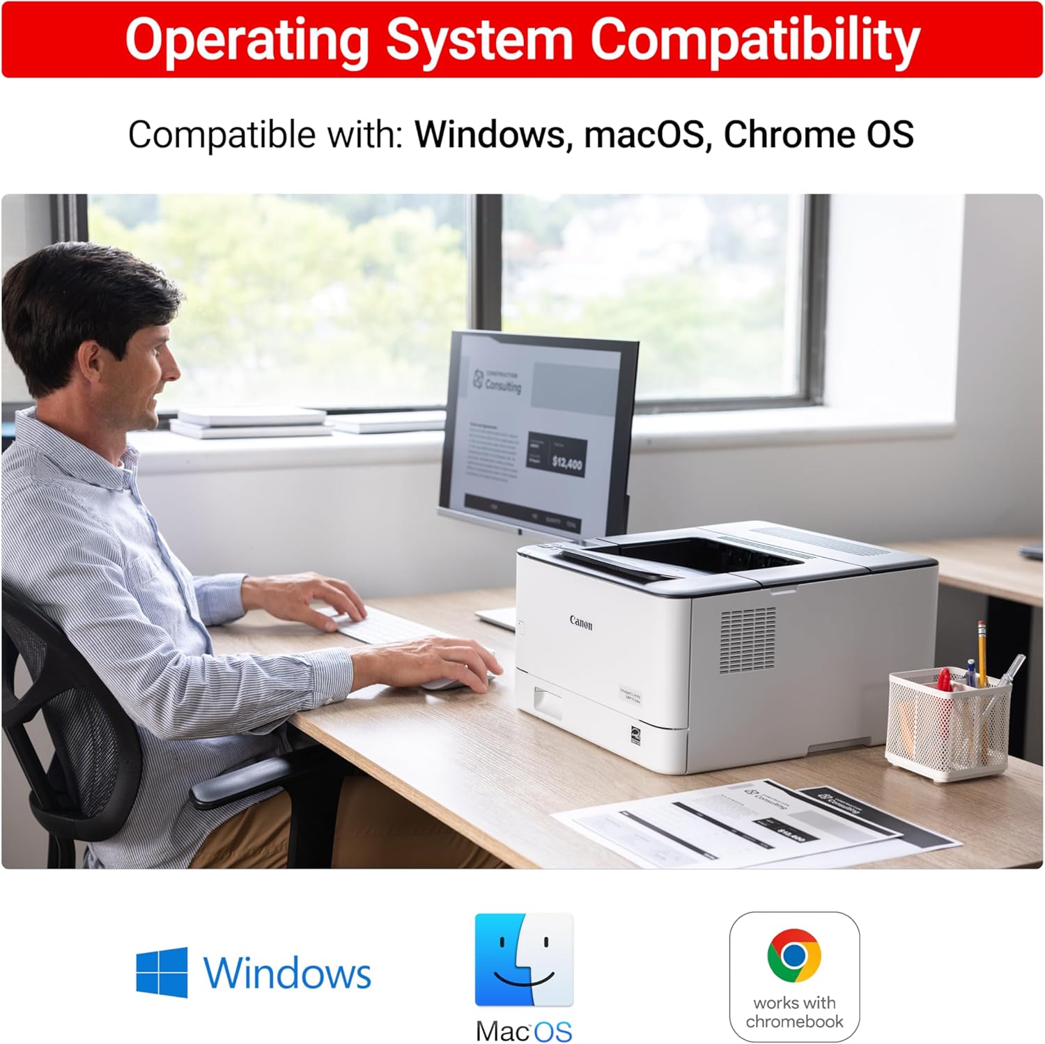 Canon imageCLASS LBP172dw – Monochrome Duplex, Wireless Laser Printer, Single Function, Home Office, Mobile Ready, 1 Year Limited Warranty, 35 PPM, White