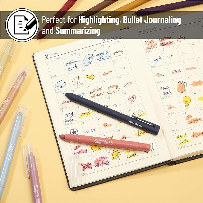 Mr. Pen- Bible Highlighters and Pens, 10 Pack, Gel Highlighters, Colorful Bible Highlighters No Bleed, Gel Highlighter No Bleed Through, Aesthetic Pens, Colored Ink Gel Pens, Cute Pens