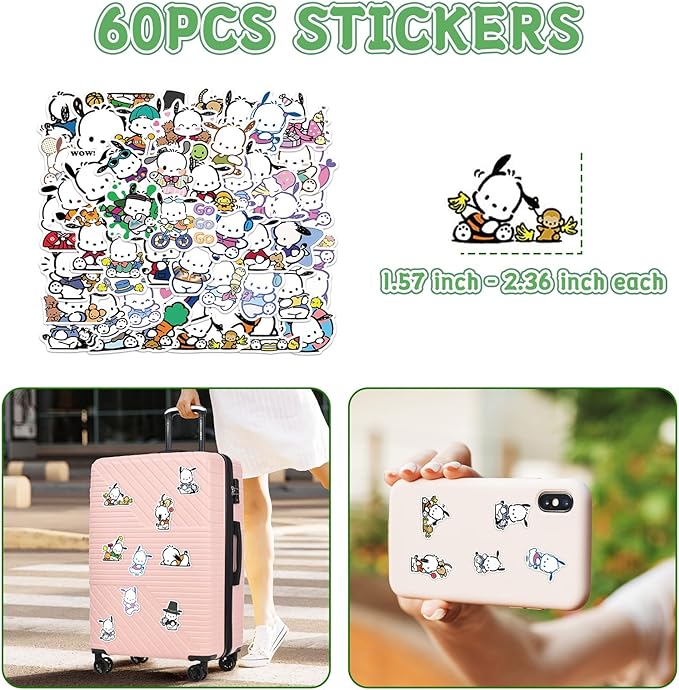 Cute School Supplies Anime Stationery Gift Set Includs Gel Pens, Journal Notebook, 50 Stickers, Pencil Case, Kawaii Stationery Set, Back to School Gift(Green)