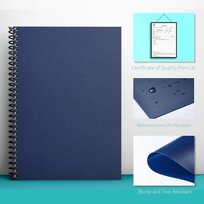 Binditek 25 Pack 12 Mil Sand-Textured Polycover - Plastic Binding Cover for Business Reports and Proposals - Lightly Textured Sand Finish - Square Corners, Un-Punched, Navy Color, Office Supplies