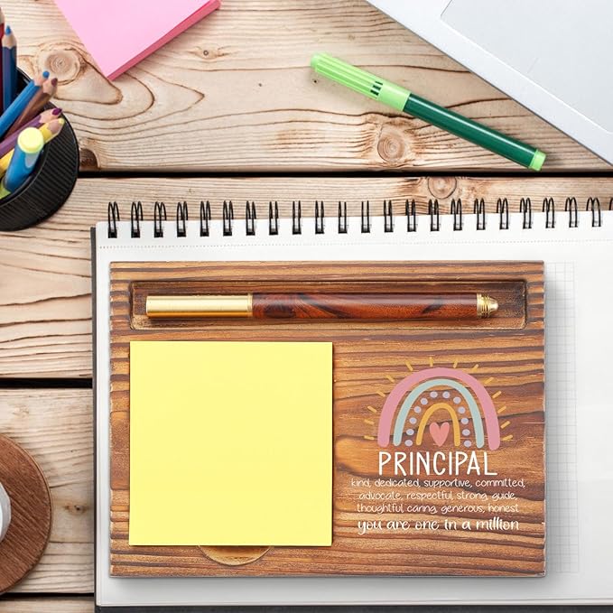 Principal Sticky Note Holder, Principal Appreciation Gifts, Teacher's Day Thank You Gifts for Principal, School Principal Desk Self-Stick Note Pad Holders TZP58